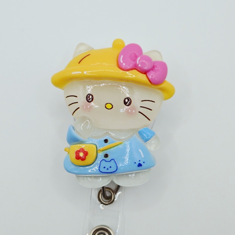 Cute Kitty Toy with Yellow Hat and Pink Bow